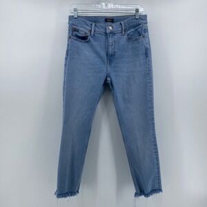 Polo Ralph Lauren Tompkins Women Mid Rise Skinny Jeans Lt. Wash Frayed Hem Sz 30